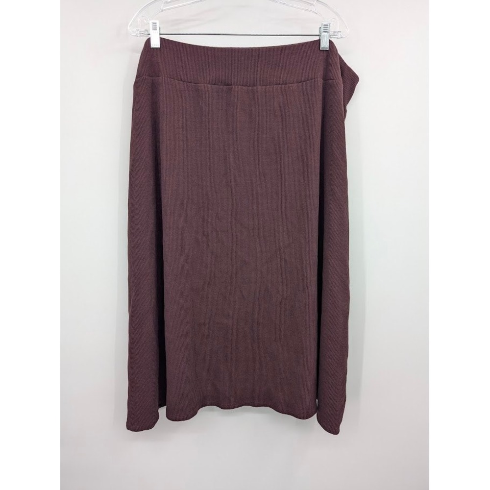 Eileen Fisher Ribbed Knit‎ Midi Skirt Pull on Red Brown Women's sz 3X